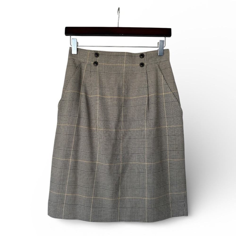Vintage Plaid Pleated Skirt w/Pockets Academia Preppy Women's Sz‎ 6 - Picture 2 of 4